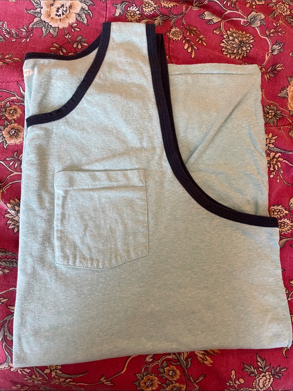 Men’s XXXL Light Blue Tank Top with Navy Trim